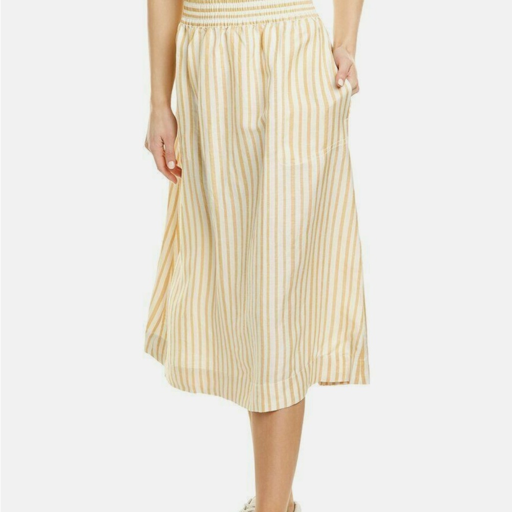 Madewell Striped Linen Midi Skirt, size Small